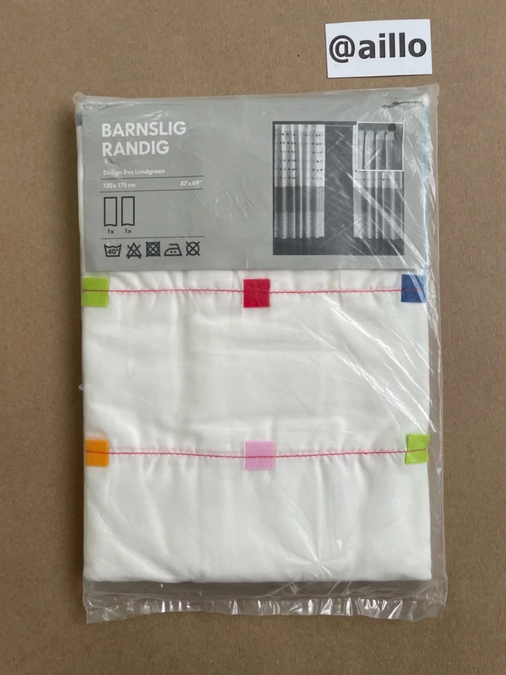 2 IKEA BARNSLIG RANDIG Short curtains, multicolor